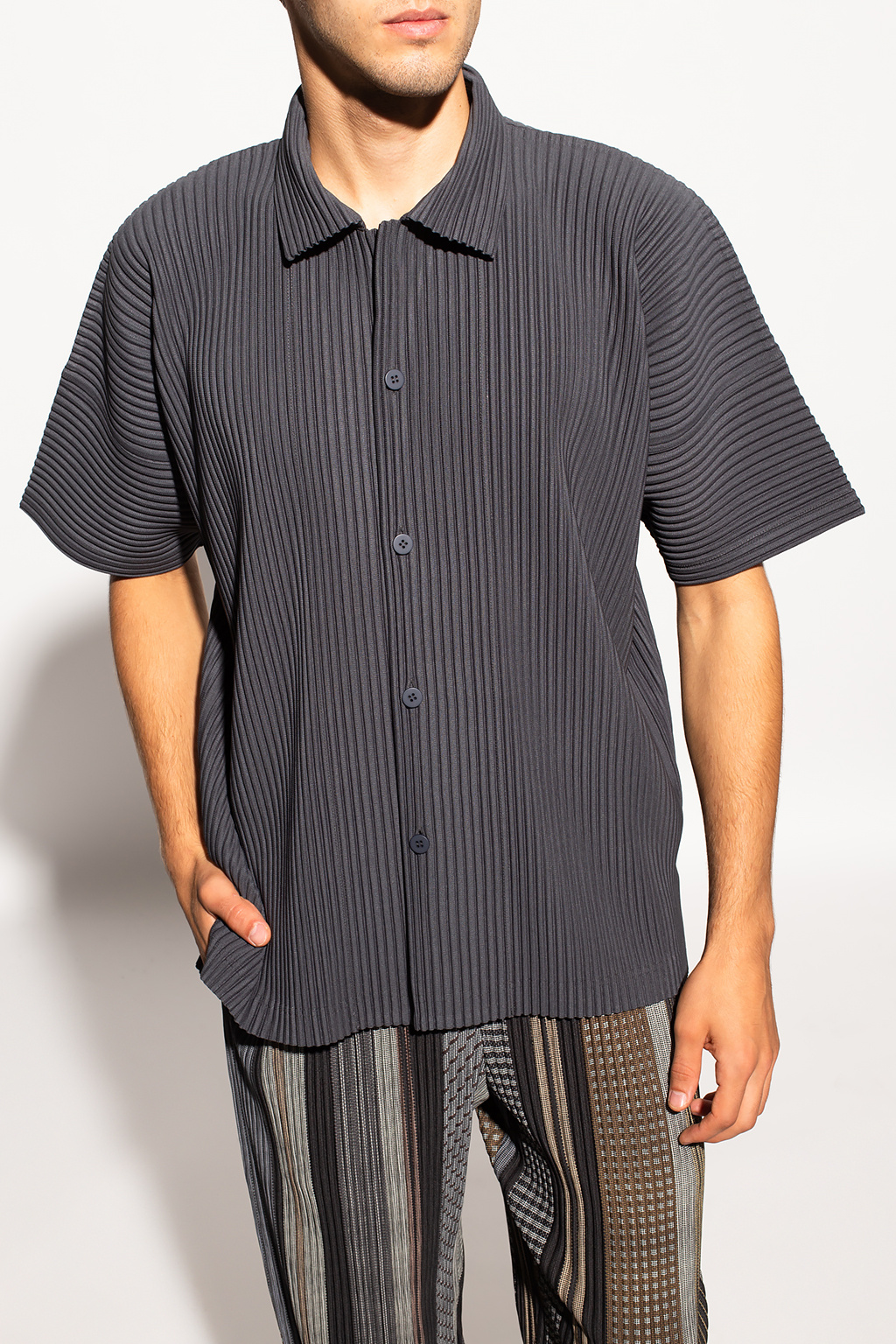 Grey Pleated shirt with short sleeves Issey Miyake Homme Plisse